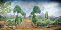 Garden with steps & Statues