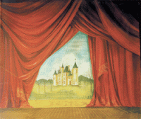 Red Drapes with Castle